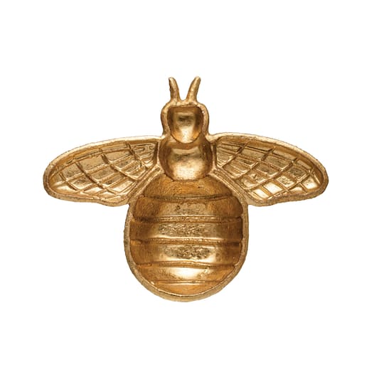 8&#x22; Gold Decorative Bee Cast Iron Dish